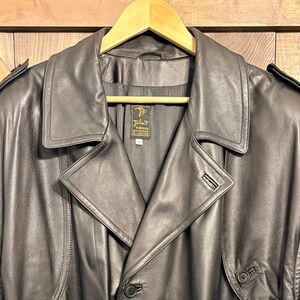 Vintage Italian Leather Lined Belted Firenze Italian Made Mens Trench Coat 50XXL